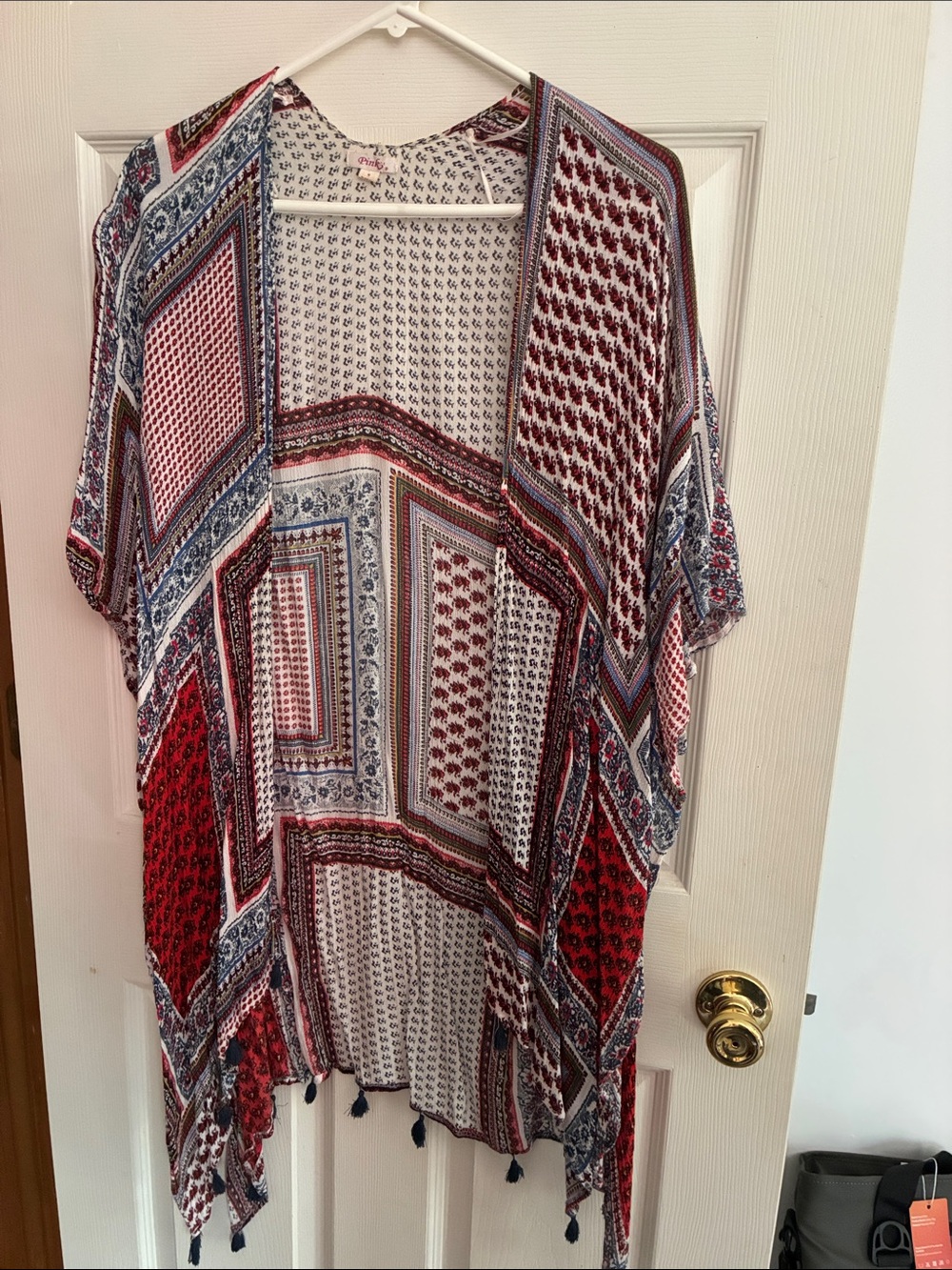 PINKY M Patchwork Kimono Tunic - Red, Navy, White